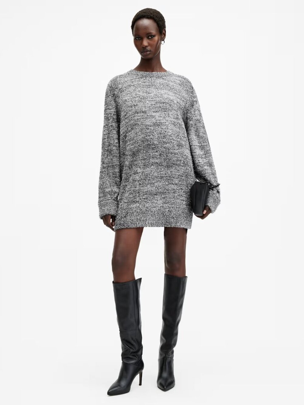 NWT AllSaints Dazzle Oversized Metallic Sparkle Knit Jumper Dress Size S Org $25